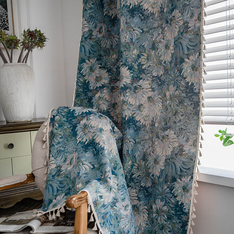 Yarn-dyed Jacquard Bedroom Bay Window Semi Blackout Curtain wristelite