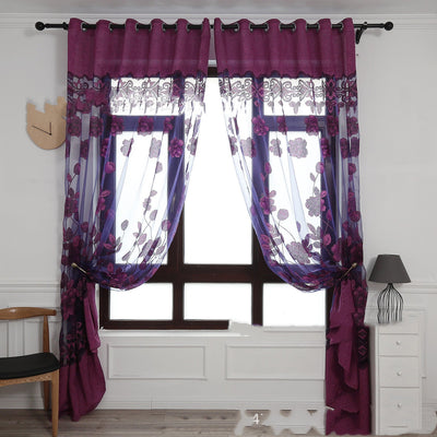 Modern and simple flower blooming rich and honorable big peony jacquard burnt-out window screen curtain wristelite