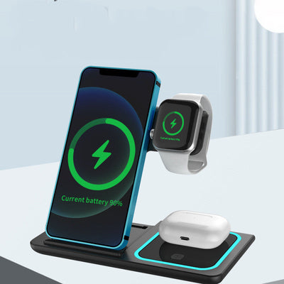 Three-in-one Wireless Charger Electrical Foldable Double Wire Ambience Light Mobile Phone Wireless Charger Wireless Charger wristelite